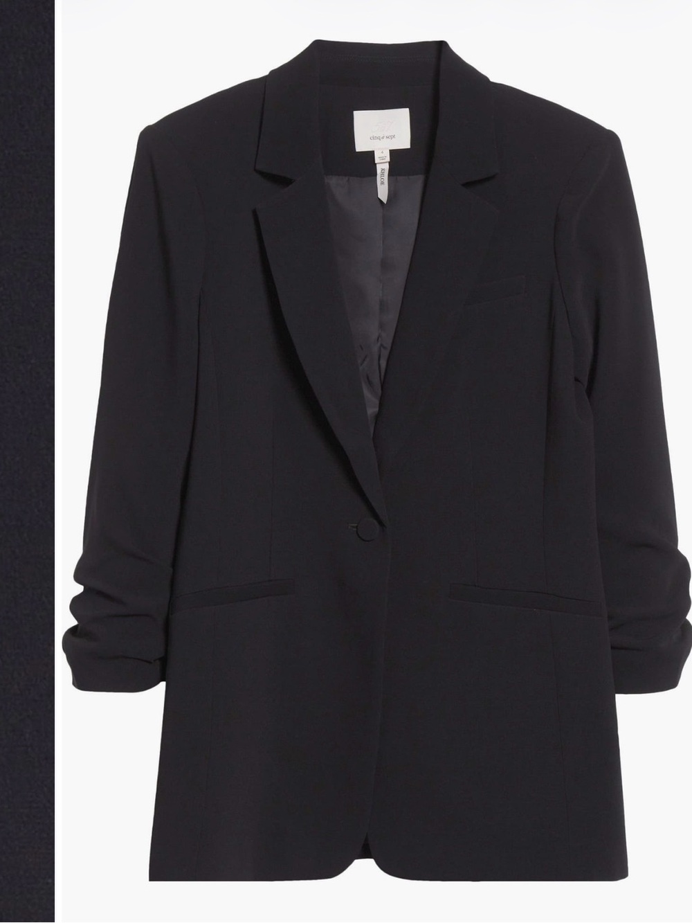 cinq a sept KHLOE Black Ruched Sleeve Blazer SZ 0